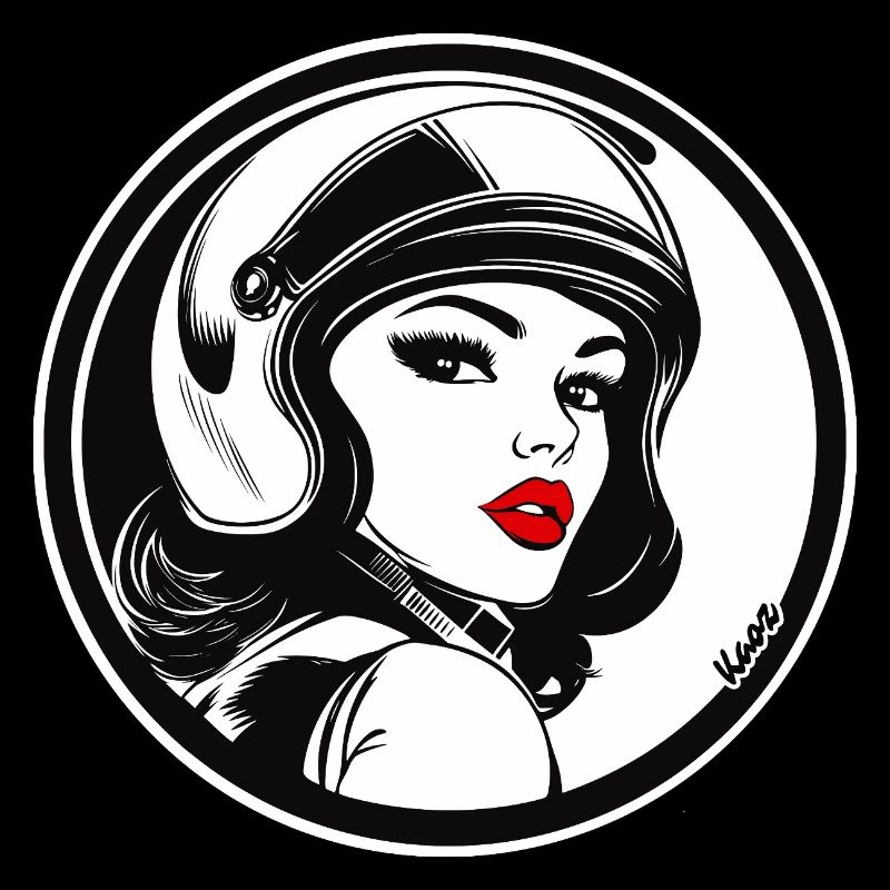 Femme de course rétro chic avec casque