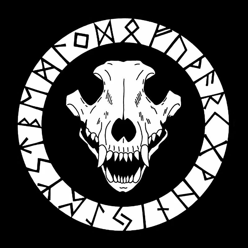 Weißer Wikinger Wolf Schädel