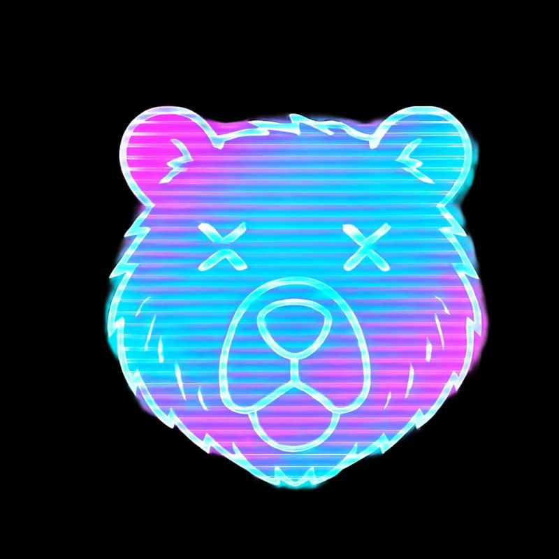 Neon Bear Head Gradient