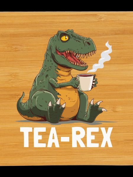 Funny T-Rex Dino Drinking Tea