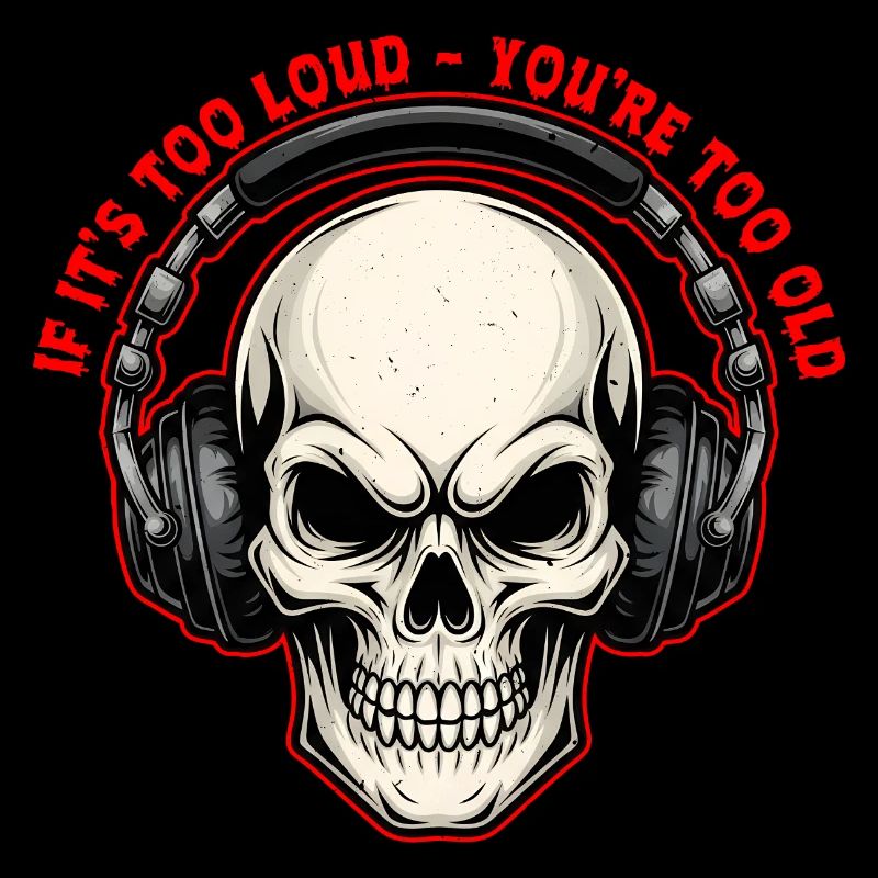 Skull with Headphones Bold Graphic Design 