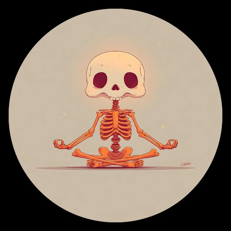 Skelett Meditationspose in Orange