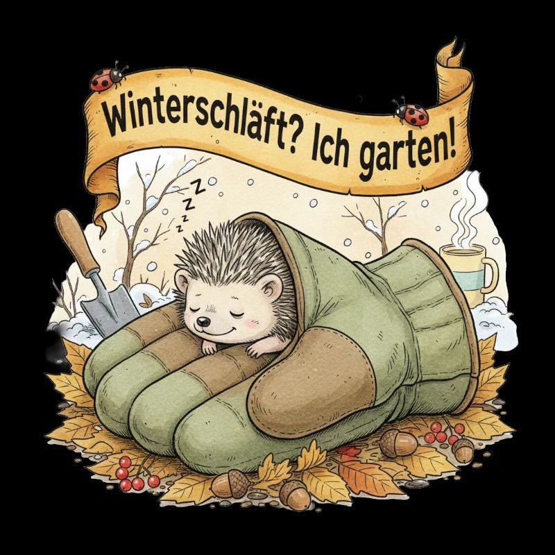 Igel schläft in Gartenhandschuh "Winterschläft? Ic