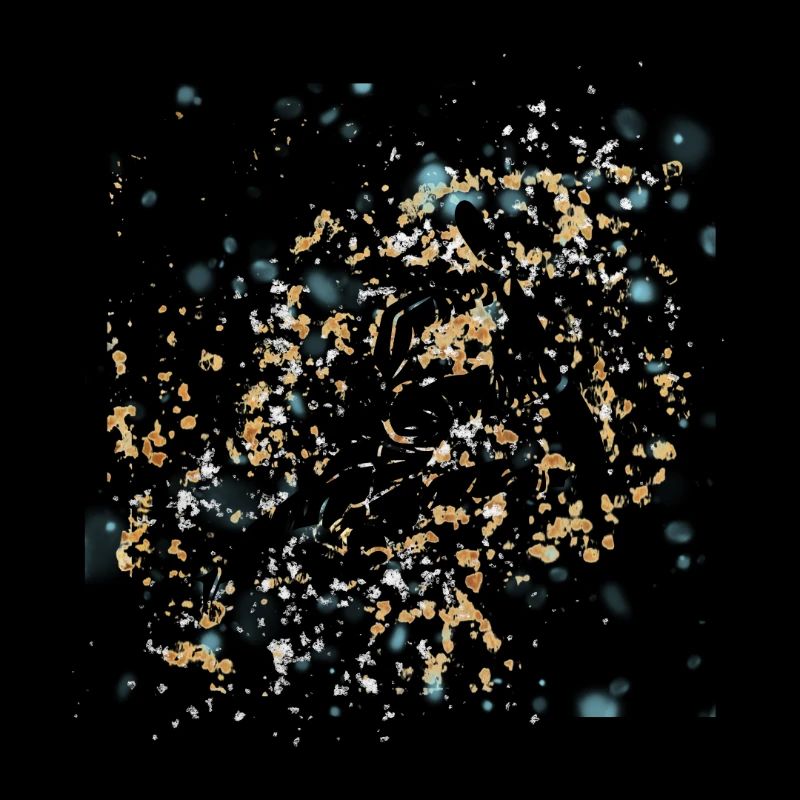 Blue-gold splashed snowboard