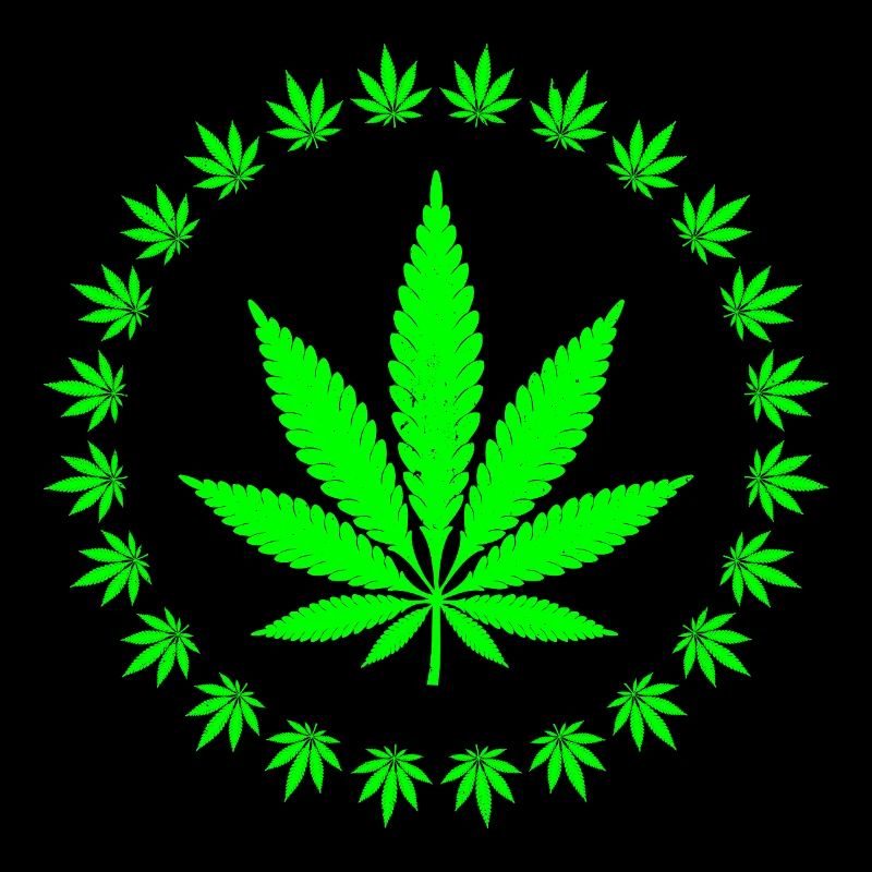Ringdesign mit leuchtend grünem Cannabisblatt