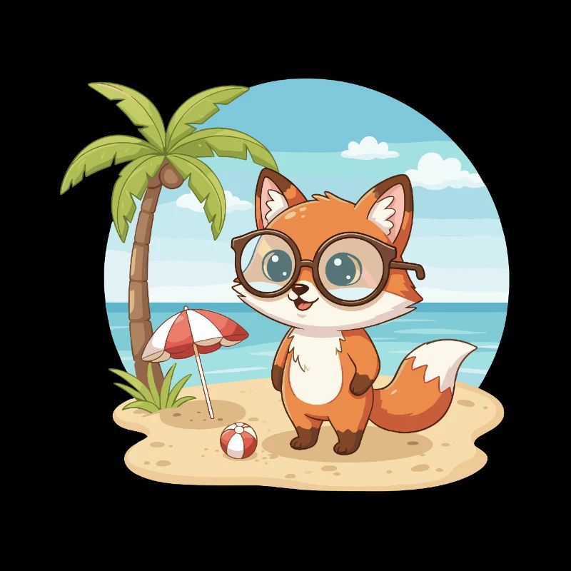 Vacances d’été de Plage du Renard Mignon avec des Lunettes