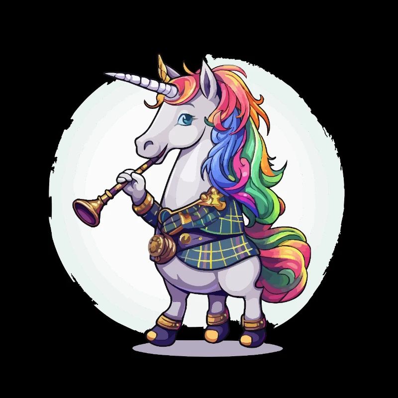 Buntes Einhorn mit Trompete