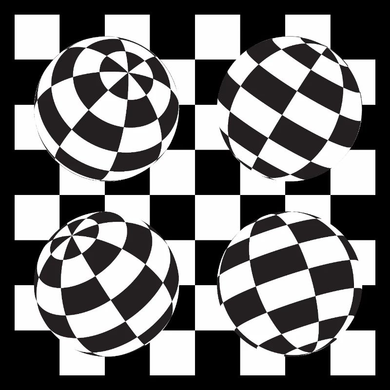 Kugelförmige karierte Illusion