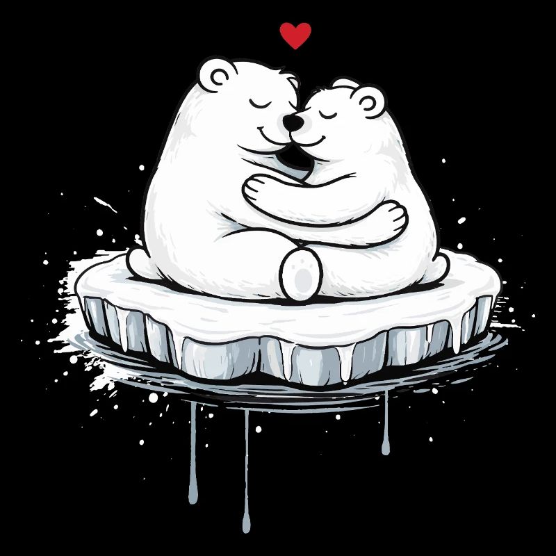 Zwei kuschelnde Eisbären auf Eisscholle 