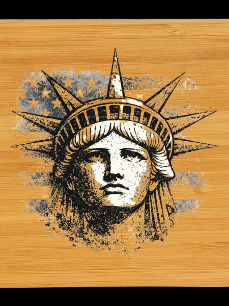Freiheitsstatue mit US-Flagge