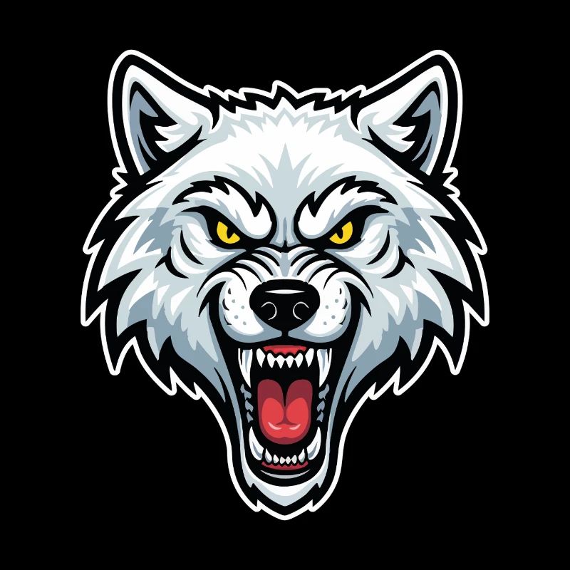 Arctic White Wolf Yellow Eyes Wolf Logo