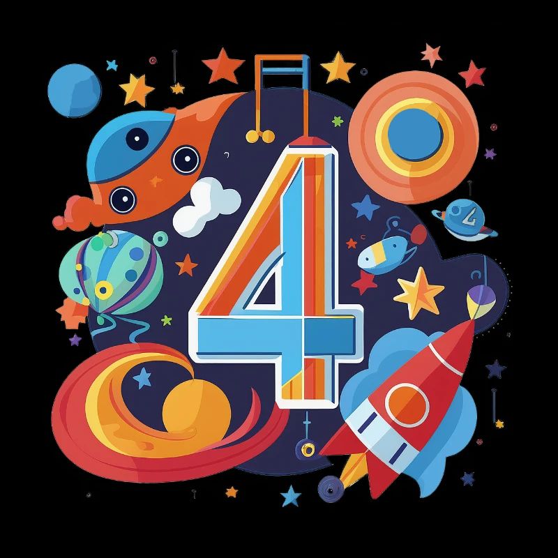 Space 4th Birthday Rocket World