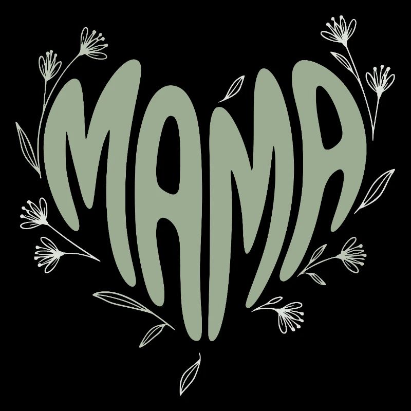 Mama Herzschrift mit Blüten