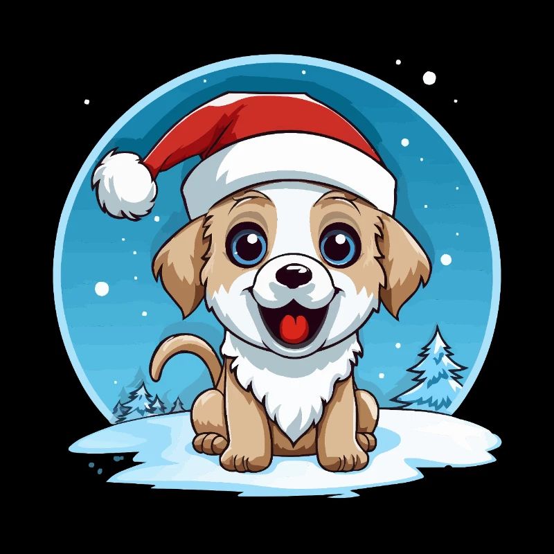 Winterhund mit Weihnachtsmütze