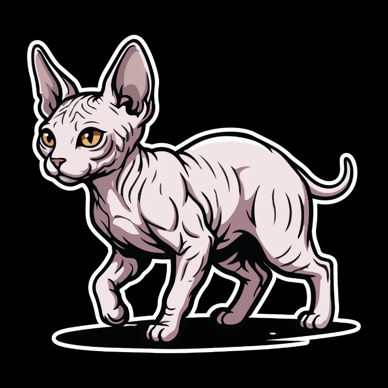 Chat Sphynx Sans Poil Marche Portrait Design