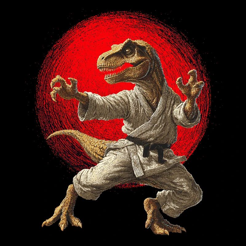 Dinosaur T-Rex Karate Judo Drapeau du Japon