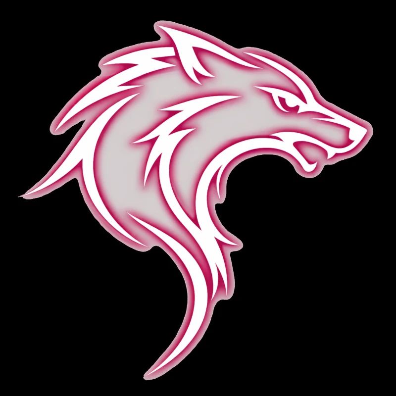Aggressive pink stylized tribal wolf