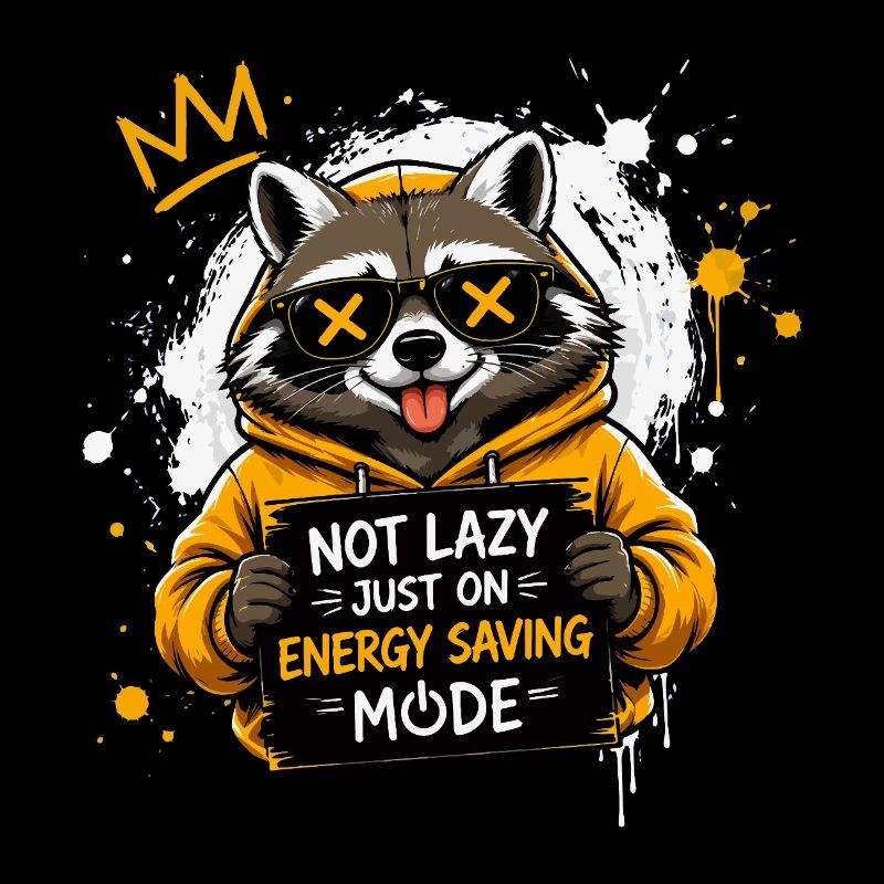 Raccoon Power Saving Mode Pullover Hoodie