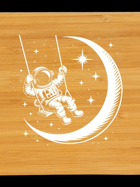 Astronaut Crescent Moon Swing Universe