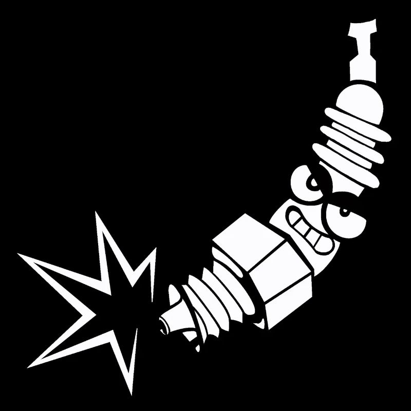 Spark plug comic with face