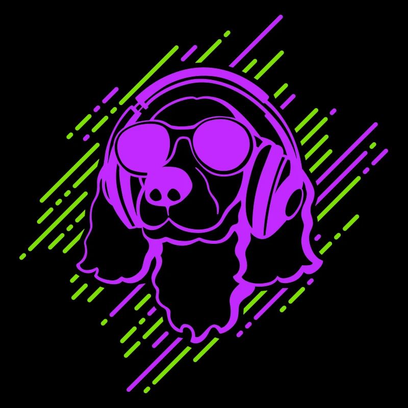 Cooler Hund mit Kopfhörern