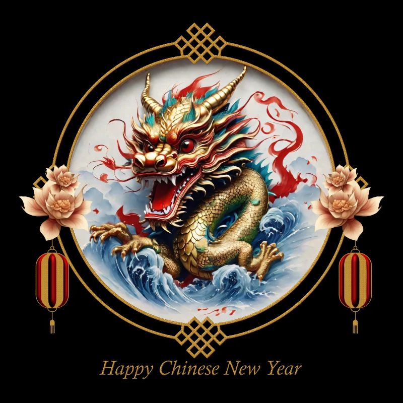 Dragon rouge doré chinois. Bonne Année