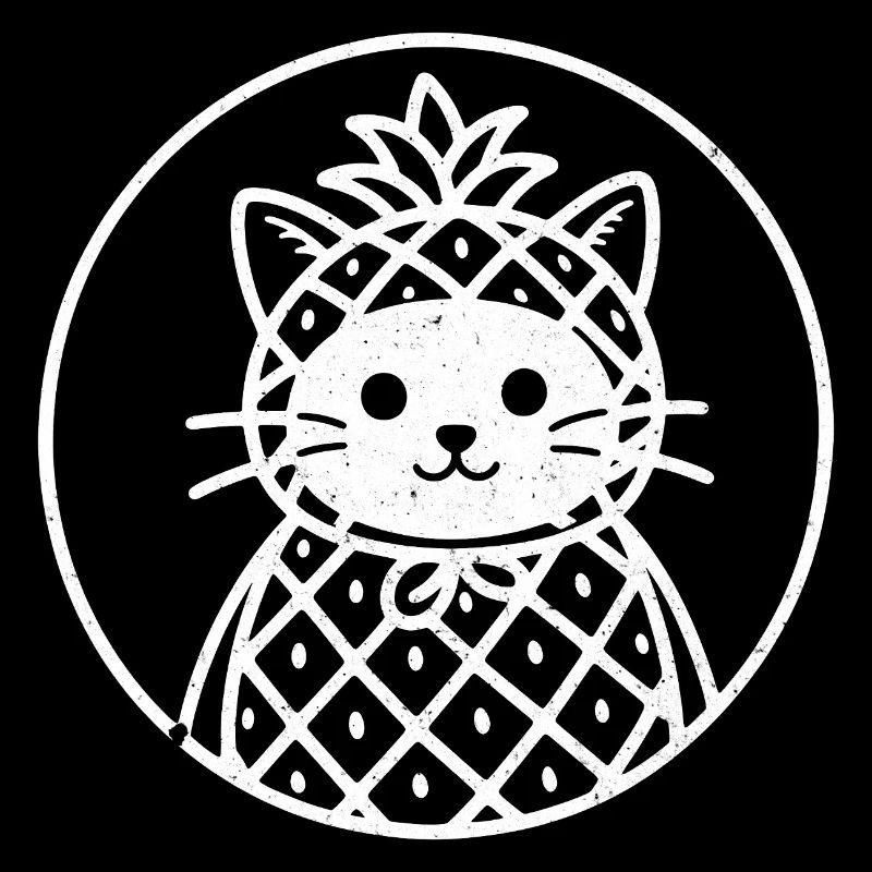 Cat Pineapple Style Illustration