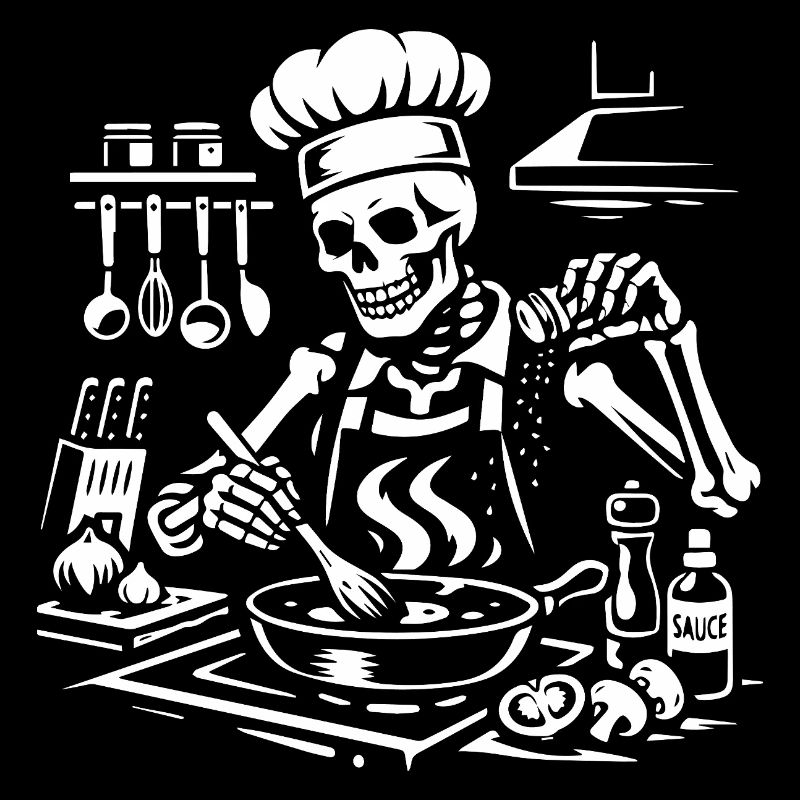 Skeleton Chef Stirring Bowl