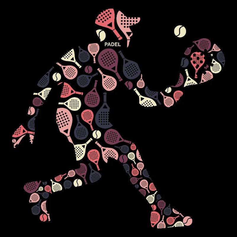 Retro Padel Player with Rackets Pattern