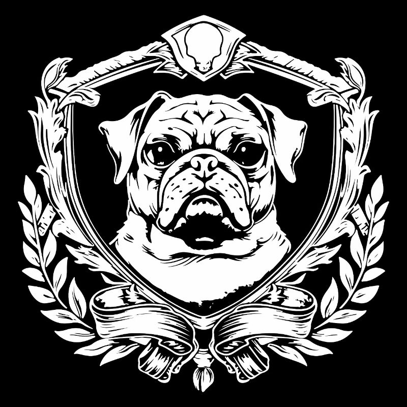 Blason de bouledogue avec laurier