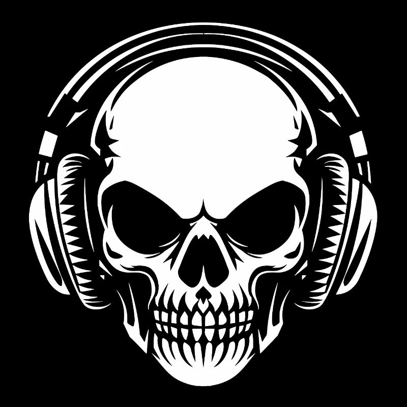 Schädel mit Kopfhörer