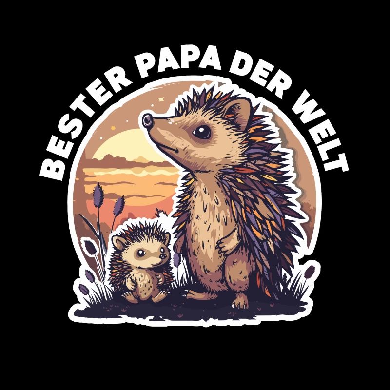 Papa Vater Bester Papa der Welt Igel Spruch