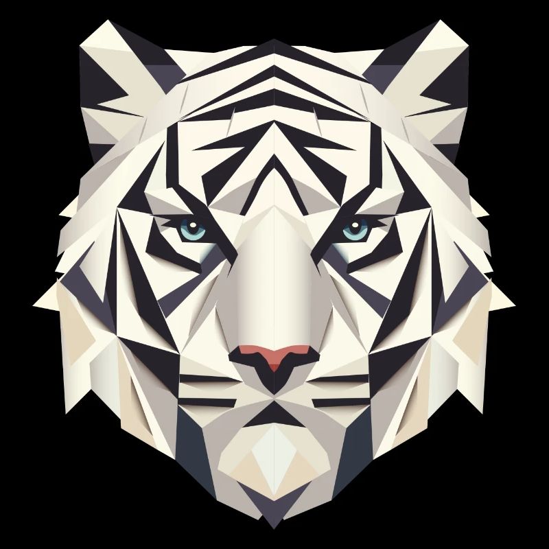 Tigre blanc géométrique – Force et élégance