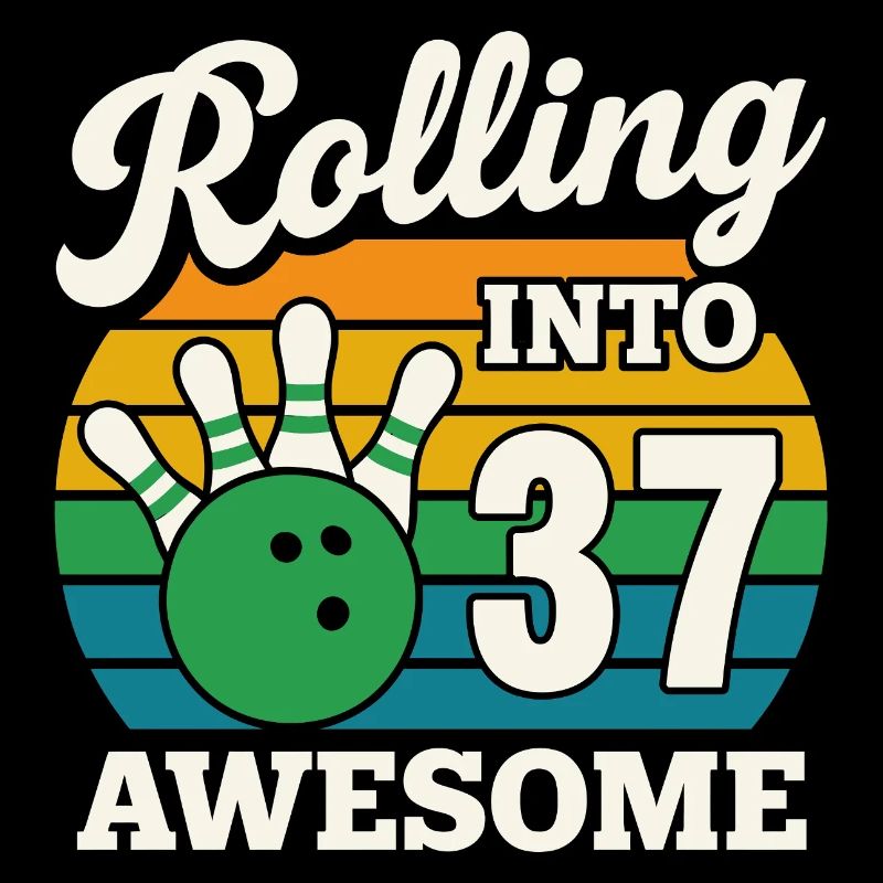 Bowling 37e anniversaire célébration graphique