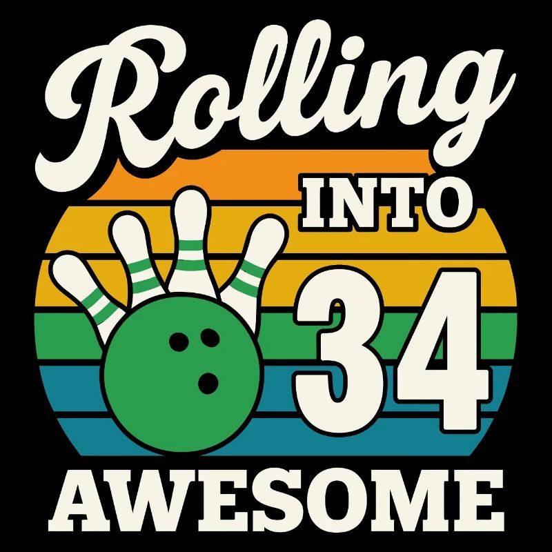 Bowling 34e anniversaire célébration graphique