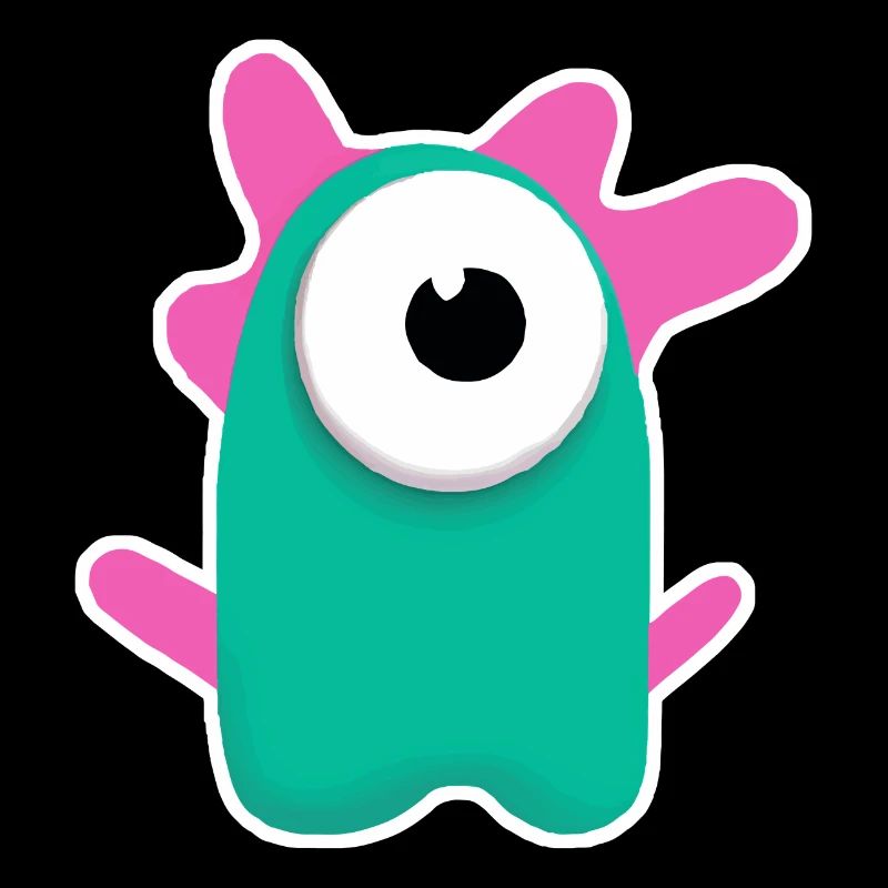 Cute Turquoise Cyclops | Funny Pink Monster