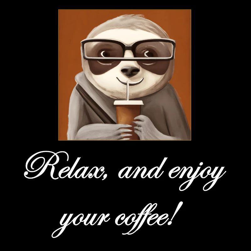 Sloth drinking coffee.