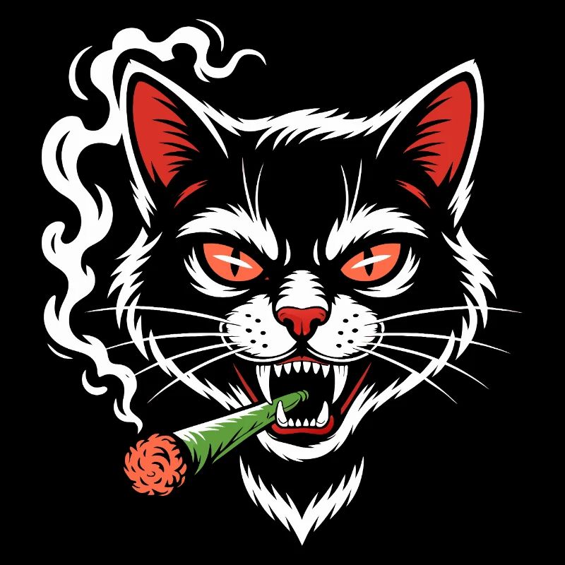 Angry cat with joint