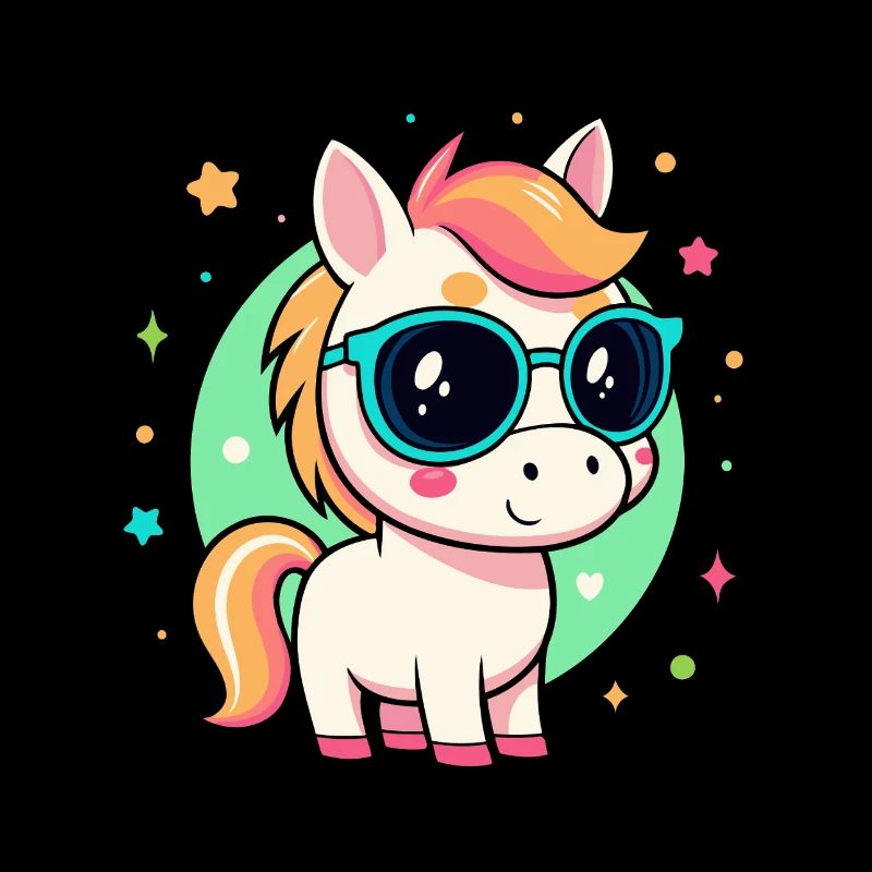 Rainbow pony with glasses