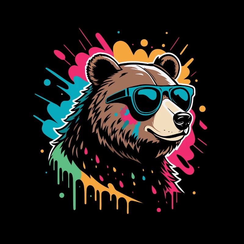 Pop-Art-Bär, buntes Glitzern