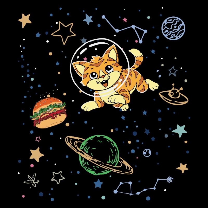 Playful Cat in Space Adventure