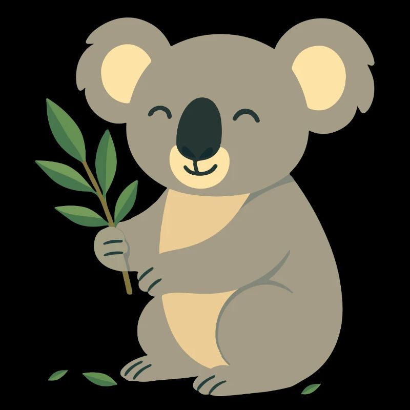 Smiling koala with eucalyptus