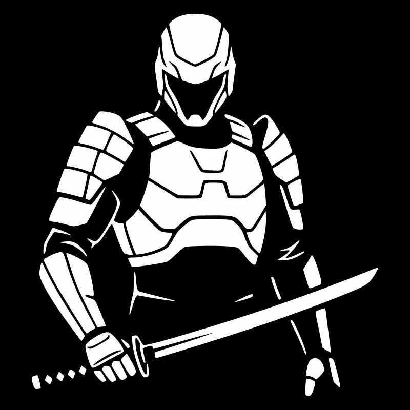 Cyberpunk Samurai Robot Warrior Vector