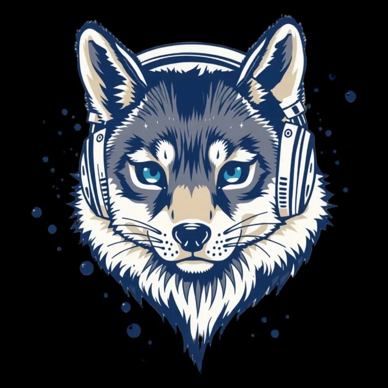 cooler Fuchs mit Kopfhörern
