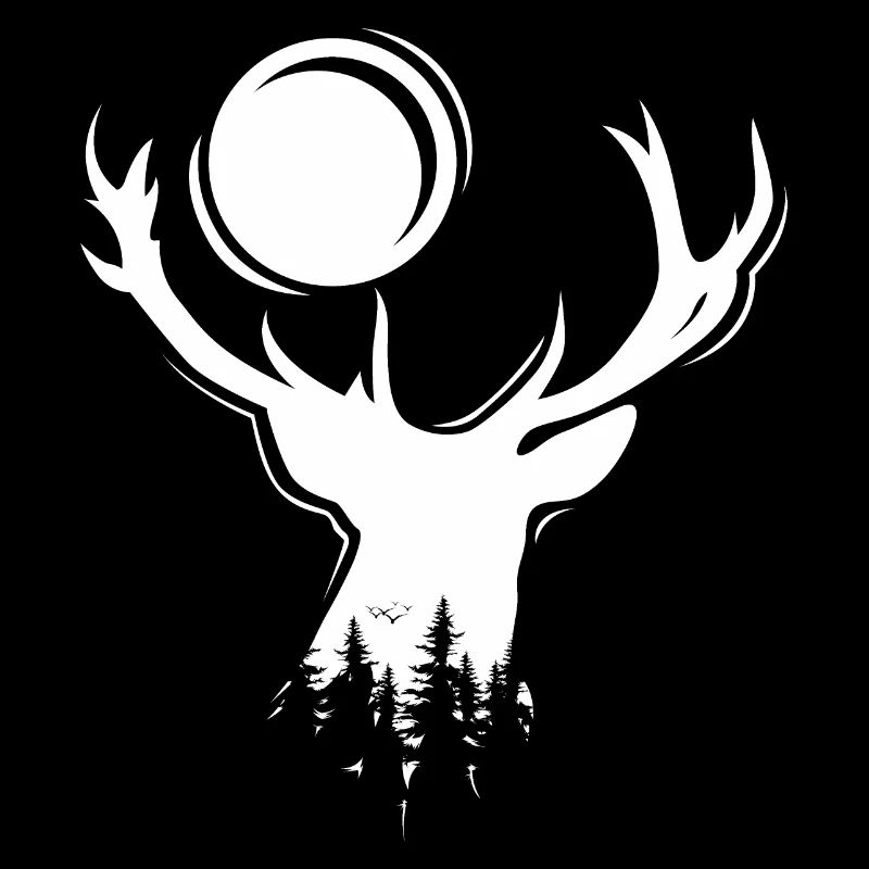 Moose Symbol Moon Deer Evening Forest Icon Graphic