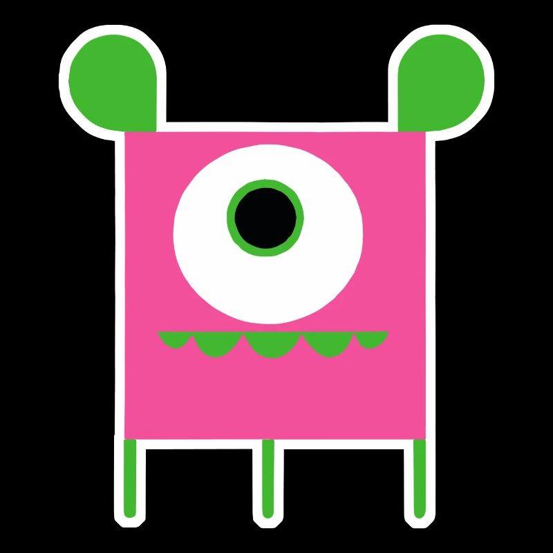 Pink Cyclops Monster | Funny Square Alien