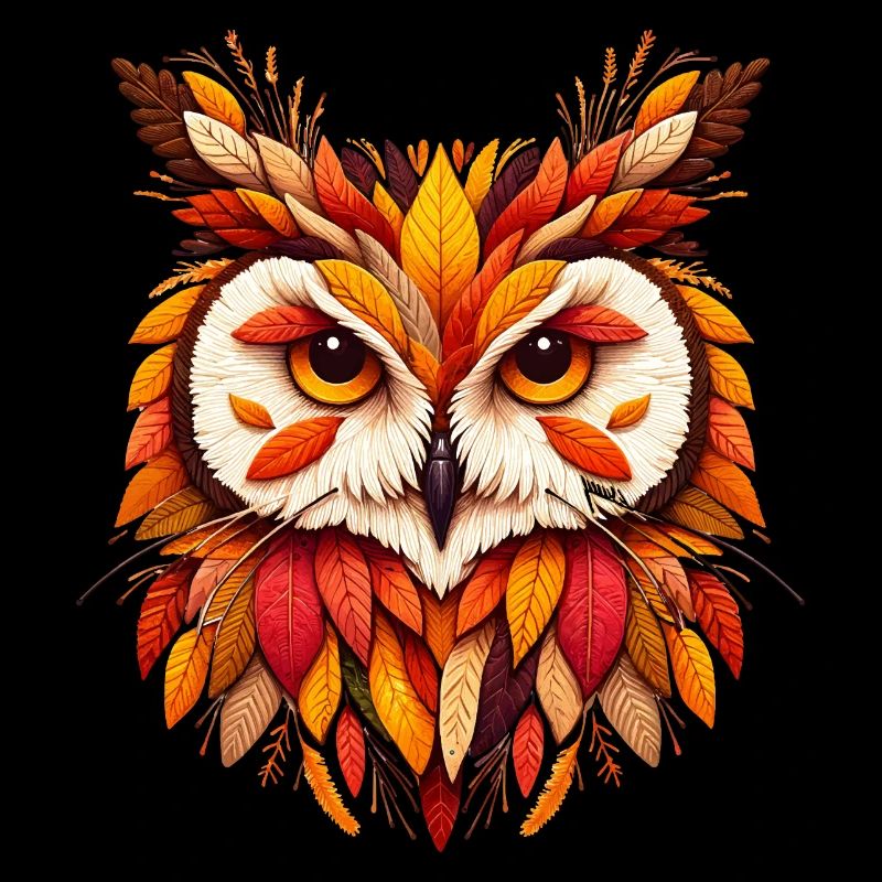 beau hibou, conçu à partir de différentes feuilles