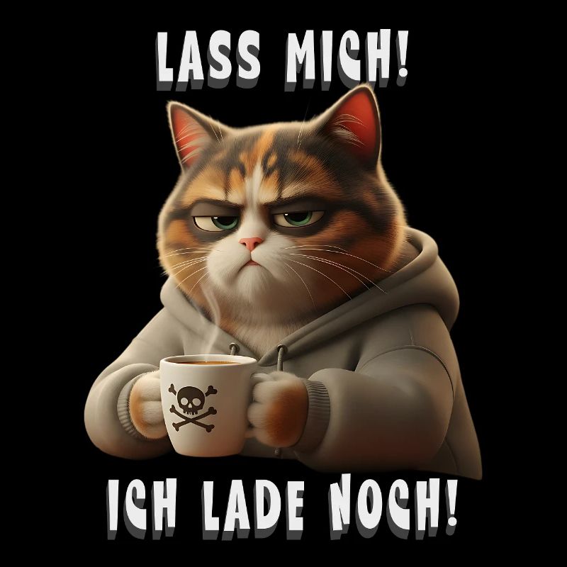 Grumpy Katze mit Kaffee Hoodie Morgenmuffel