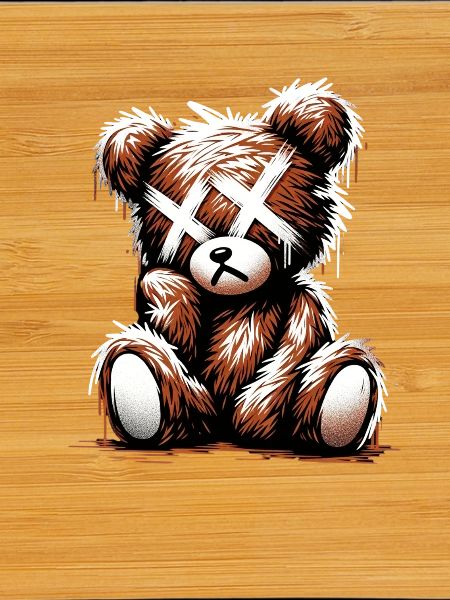 Broken Sad Teddy Graffiti Art
