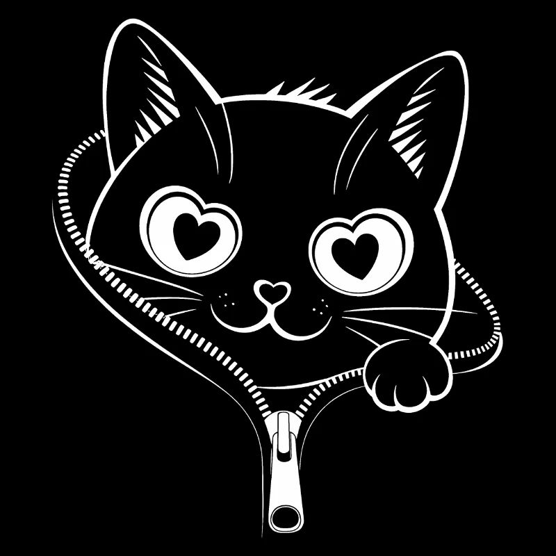 Chat à fermeture éclair mignon - Kawaii Heart Eyes Kitty
